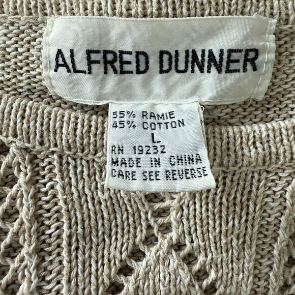 Alfred Dunner Short-Sleeve Knit Sweater Sz Large Beaded Cotton Blend Beige - Picture 3 of 10
